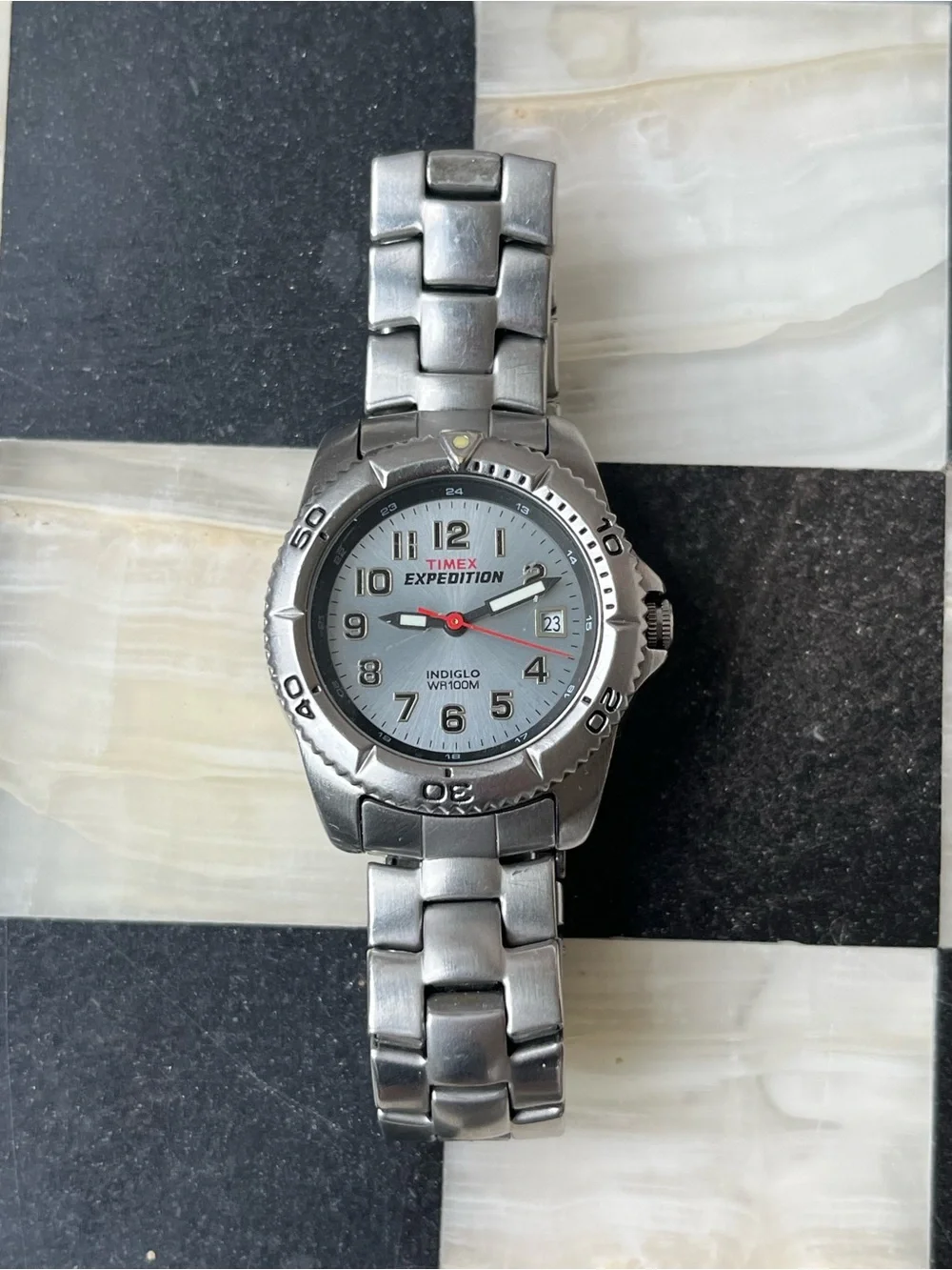 Womens Timex Expedition T4646 Indiglo Stainless Steel Quartz Analog 31mm Watch